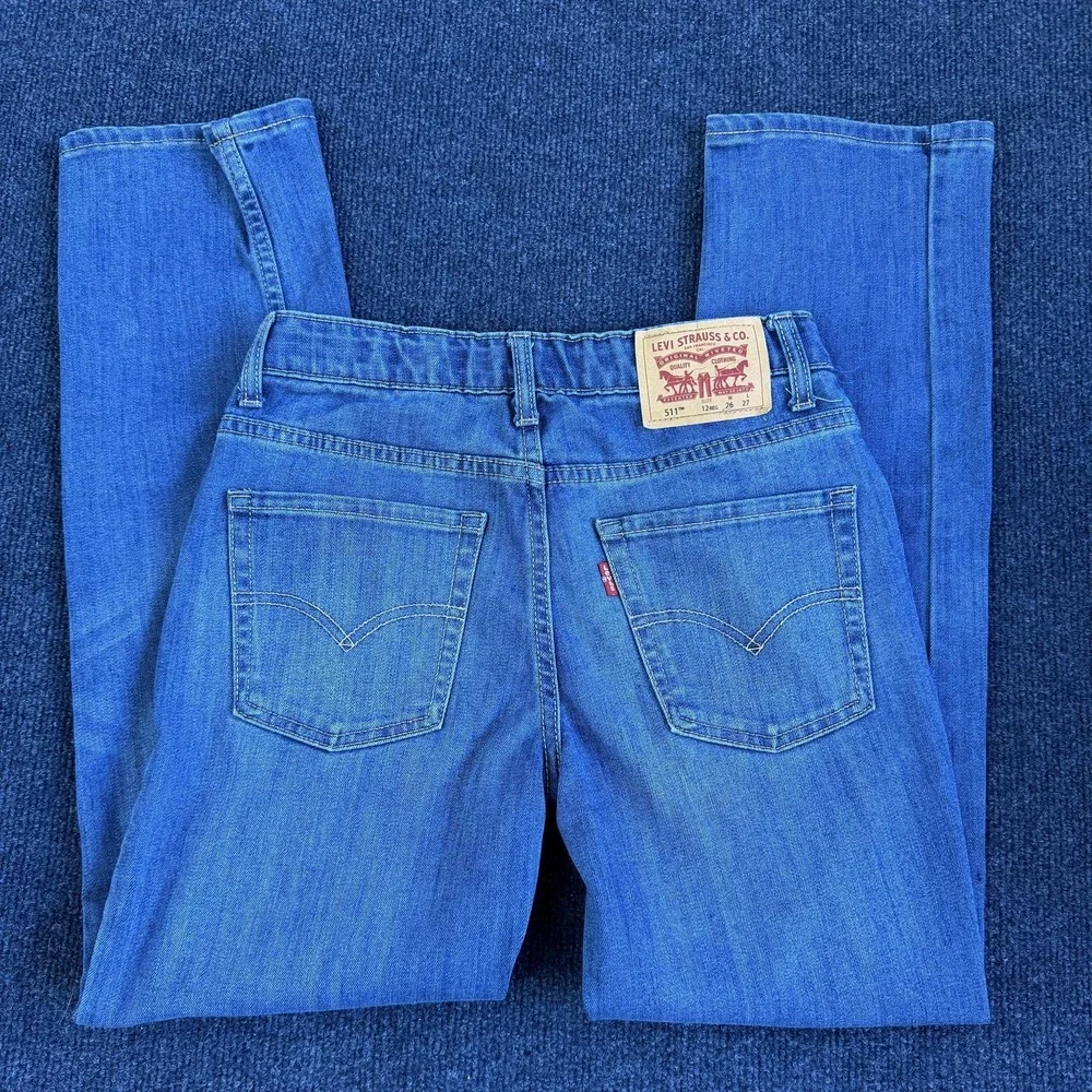 Levis 511‎ Jeans Boys 12 Regular 26x27 Blue Slim Straight Denim Stretch Casual